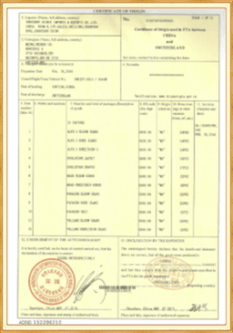 Certificate of Origin