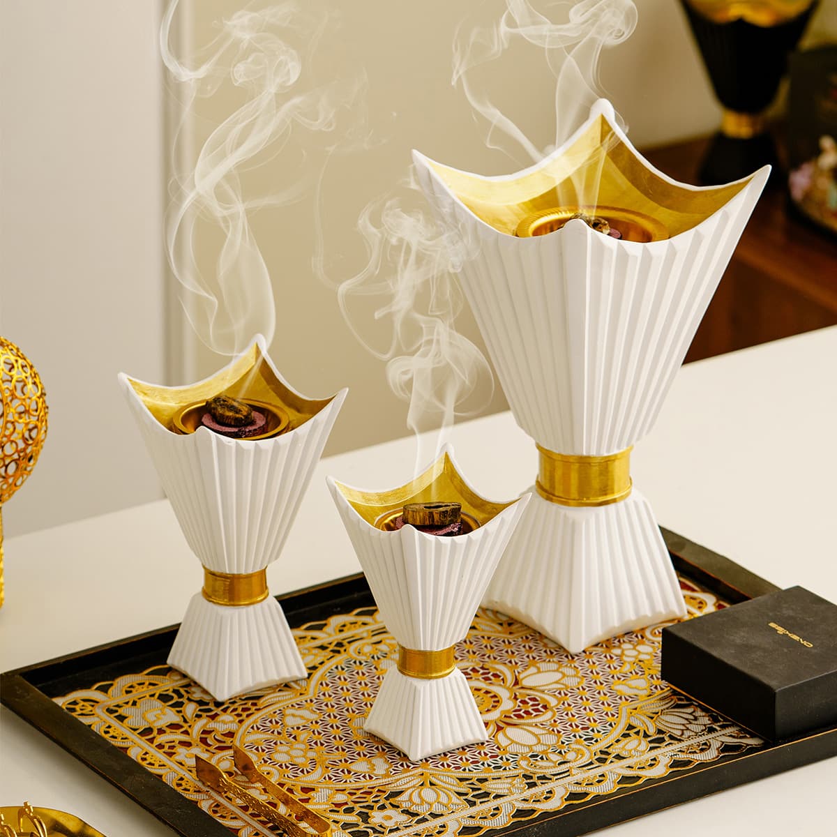 Минималистичная современная легкая роскошь квадратной чаши для благовоний в стиле Ближнего Востока и Аравии, ароматический декор для гостиной Минималистичная современная легкая роскошь квадратной чаши для благовоний в стиле Ближнего Востока и Аравии, ароматический декор для гостиной